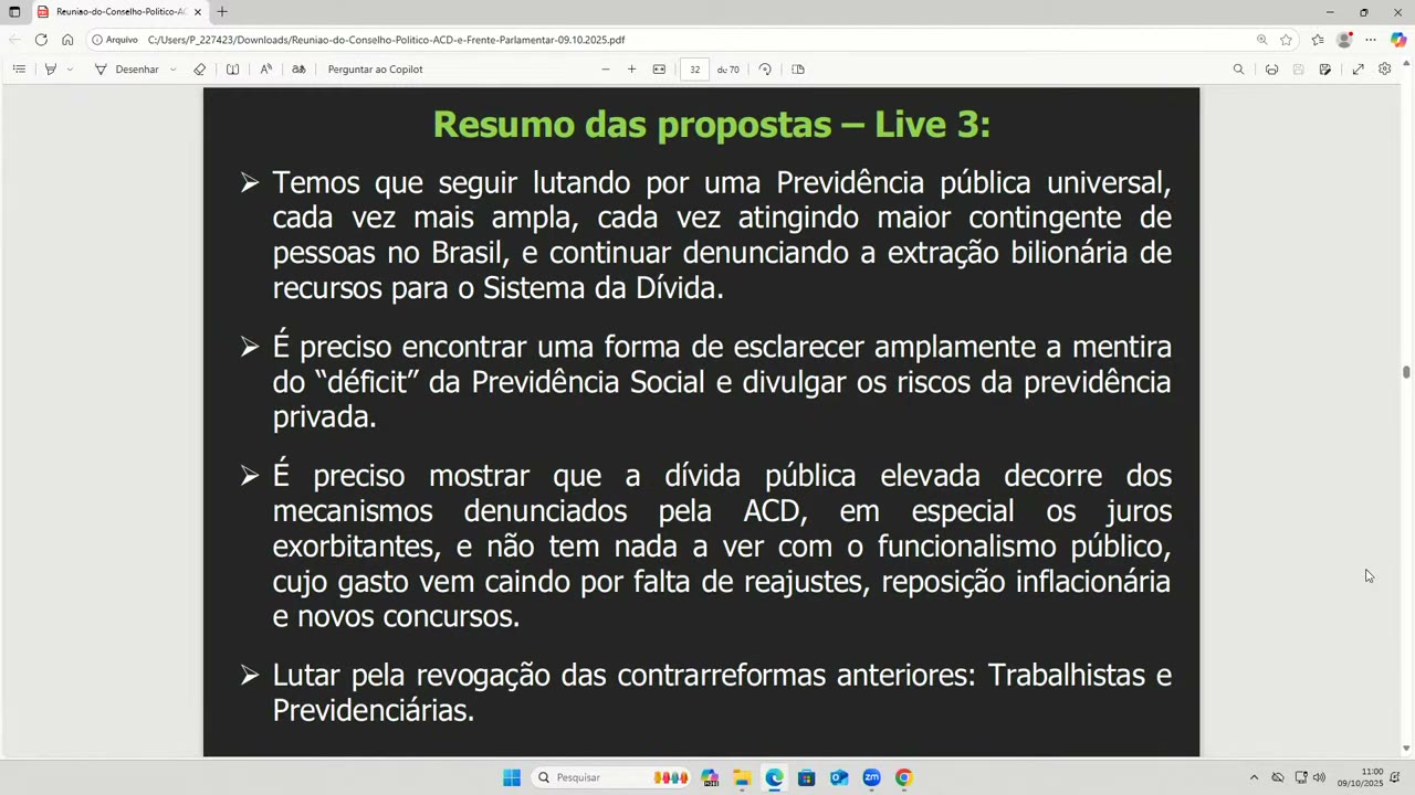 Vídeo do evento em 1:21:07