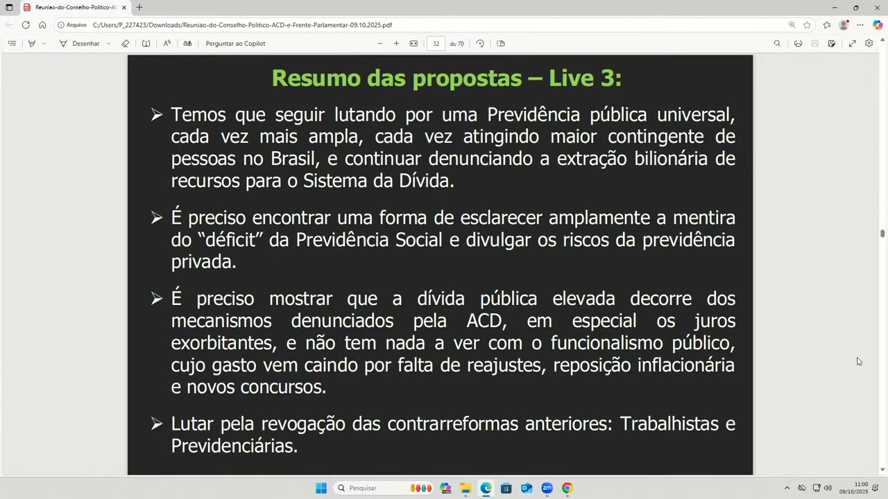 Vídeo do evento em 1:21:20