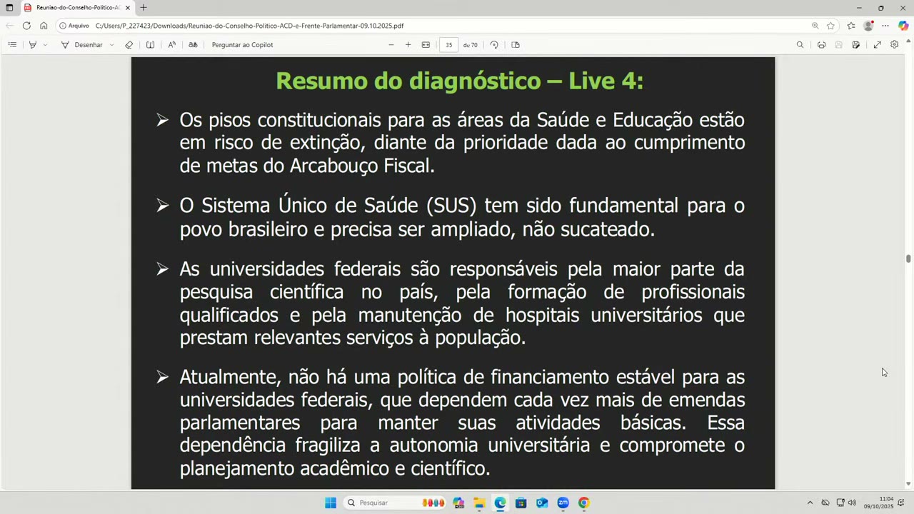 Vídeo do evento em 1:25:37